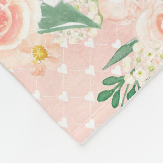 Couverture Polaire Fleurs rustiques rose à pois joli (Coin)