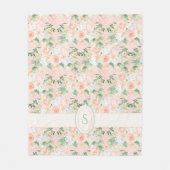 Couverture Polaire Fleurs rustiques rose à pois jolis (Devant)