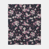 Couverture Polaire Fleurs Sakura Roses Noires, Design Motif, (Devant)