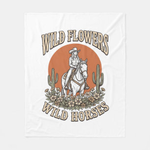 Couverture Polaire Fleurs sauvages Chevaux sauvages Chemise Western C