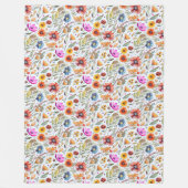 Couverture Polaire Fleurs sauvages de printemps Whimsical et hérisson (Devant)