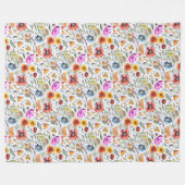 Couverture Polaire Fleurs sauvages de printemps Whimsical et hérisson (Devant (Horizontal))