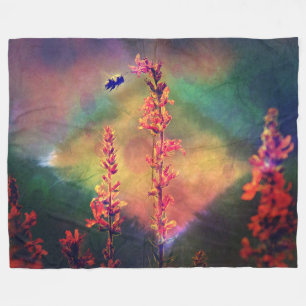 Couverture Polaire Fleurs sauvages et abeilles Tons terreux