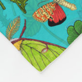 Couverture Polaire Fleurs sauvages et papillons de nuit sur turquoise (Coin)