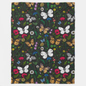 Couverture Polaire Fleurs sauvages et papillons sur le noir (Devant)