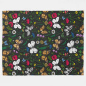 Couverture Polaire Fleurs sauvages et papillons sur le noir (Devant (Horizontal))