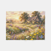 Couverture Polaire Fleurs sauvages et une mignonne maisonnette (Devant (Horizontal))