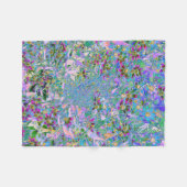 Couverture Polaire Fleurs sauvages rétro violettes, vertes et bleues (Devant (Horizontal))
