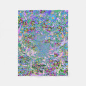 Couverture Polaire Fleurs sauvages rétro violettes, vertes et bleues (Devant)