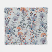 Couverture Polaire Fleurs sauvages sur bleu, motif botanique. (Devant (Horizontal))