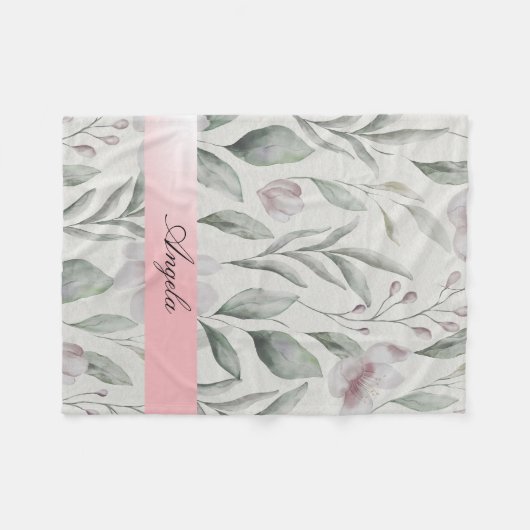 Couverture Polaire Fleurs Shabby Blush (Devant (Horizontal))