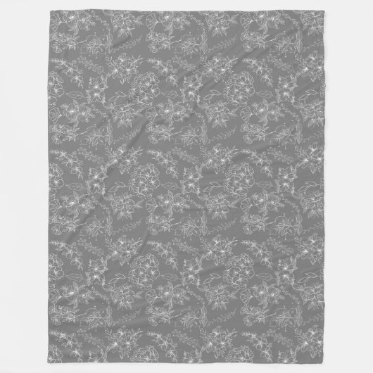 Couverture Polaire Fleurs simples Motif 01b. Gray BG (Devant)