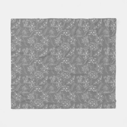 Couverture Polaire Fleurs simples Motif 01b. Gray BG (Devant (Horizontal))