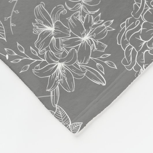 Couverture Polaire Fleurs simples Motif 01b. Gray BG (Coin)