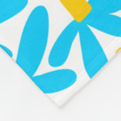 Couverture Polaire Fleurs stylisées - bleu ciel, ambre et blanc (Coin)