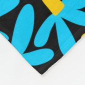Couverture Polaire Fleurs stylisées - bleu ciel, ambre et noir (Coin)