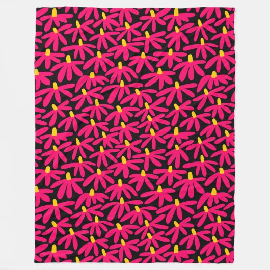 Couverture Polaire Fleurs stylisées - Crimson, Ambre et Noir (Devant)