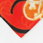 COUVERTURE POLAIRE FLEURS STYLISÉES, RIBBONS BLANCS NOIRS ROUGE CLAIR (Coin)