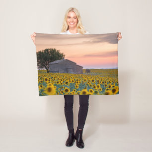 Couverture Polaire Fleurs Sunflower Field Provence, France