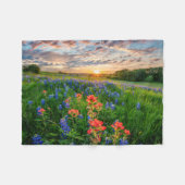 Couverture Polaire Fleurs | Texas Bluebonnets & Indian Paintbrush (Devant (Horizontal))