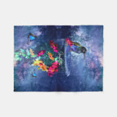 Couverture Polaire Fleurs tropicales, colibri, papillon et étoiles (Devant (Horizontal))