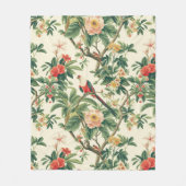 Couverture Polaire Fleurs tropicales colorées Oiseaux (Devant)