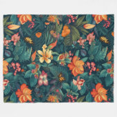 Couverture Polaire Fleurs tropicales et Feuilles à papillons (Devant (Horizontal))