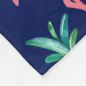 Couverture Polaire Fleurs tropicales et Flamants roses roses (Coin)