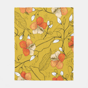 Couverture Polaire Fleurs tropicales Feuilles : Papier peint exotique