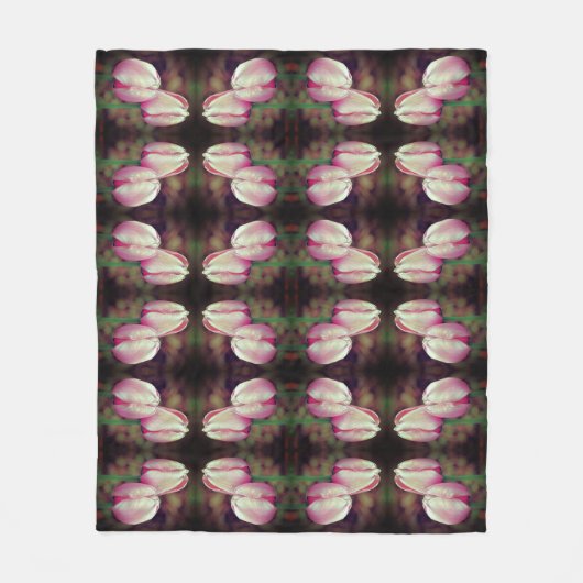 Couverture Polaire Fleurs Tulipes Roses Avec Motif Raindrops (Devant)