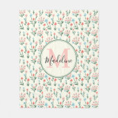 Couverture Polaire Fleurs végétales florales Monogrammes roses (Devant)
