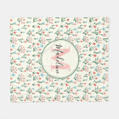 Couverture Polaire Fleurs végétales florales Monogrammes roses (Devant (Horizontal))