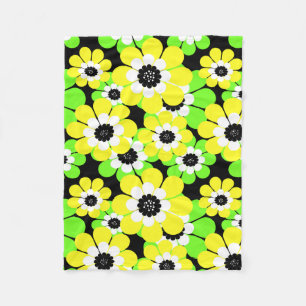 Couverture Polaire Fleurs vert jaune