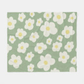 Couverture Polaire Fleurs vertes et blanches (Devant (Horizontal))