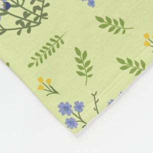 Couverture Polaire fleurs violet et jaune motif