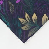 Couverture Polaire Fleurs violettes et Feuilles Turquoises (Coin)
