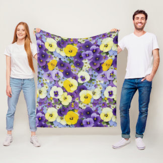 Couverture Polaire Fleurs violettes et jaunes