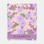 Couverture Polaire Fleurs Violettes, Motif De Fleurs, Votre Nom (Devant)