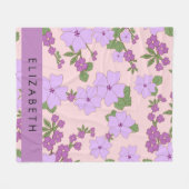 Couverture Polaire Fleurs Violettes, Motif De Fleurs, Votre Nom (Devant (Horizontal))