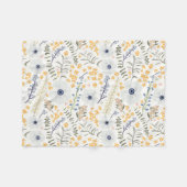Couverture Polaire Fleurs Whimsical Jaunes Bleu Printemps (Devant (Horizontal))