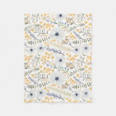 Couverture Polaire Fleurs Whimsical Jaunes Bleu Printemps (Devant)