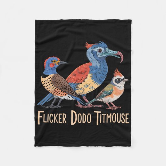Couverture Polaire Flicker Dodo Titmouse Amateurs d'oiseaux drôle Gra (Devant)