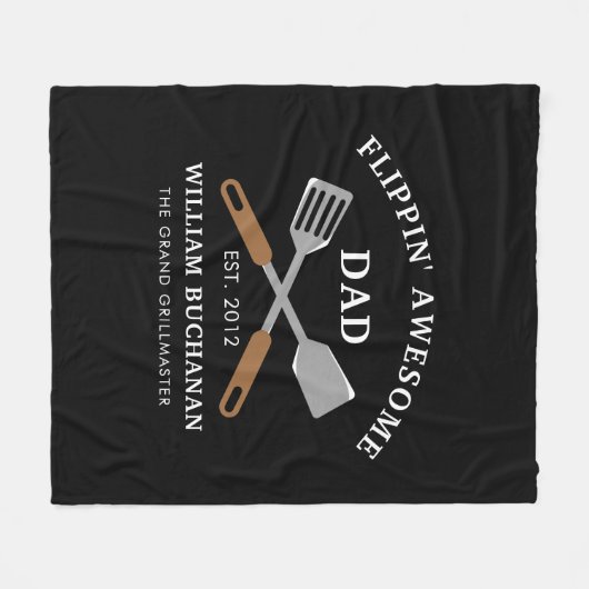 Couverture Polaire Flippin Awesome Papa BBQ Père personnalisé (Devant (Horizontal))