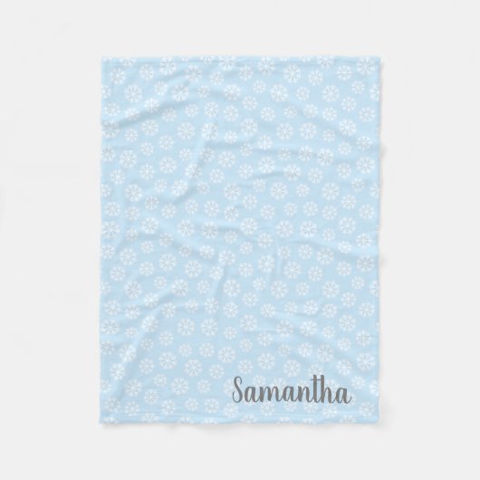 Couverture Polaire Flocon blanc bleu personnalisé (Devant)