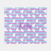 Couverture Polaire Flocon bleu violet personnalisé Mittens Casquettes (Devant (Horizontal))