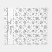 Couverture Polaire Flocon De Neige Gris Et Nom De Famille Personnalis (Devant (Horizontal))