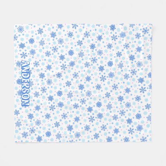 Couverture Polaire Flocon de neige Pastel Blue Baby Blue Modern Nom p (Devant (Horizontal))