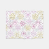 Couverture Polaire Flocon de neige rose étincelant (Devant (Horizontal))