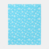 Couverture Polaire Flocons blancs sur motif d'hiver bleu clair (Devant)
