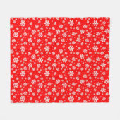 Couverture Polaire Flocons blancs sur motif hiver rouge (Devant (Horizontal))